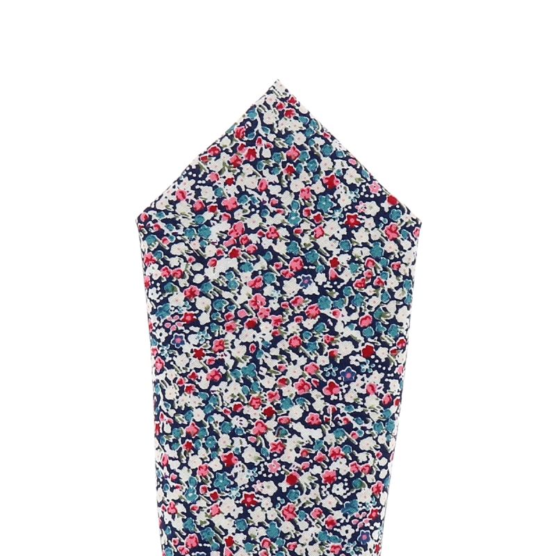 Pochette Costume Liberty Bleu Marine Rose Et Blanc