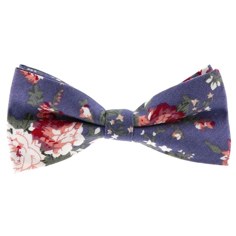 Noeud Papillon Fleurs Bordeaux