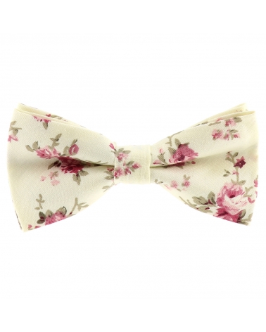 Noeud Papillon Fleurs Bordeaux