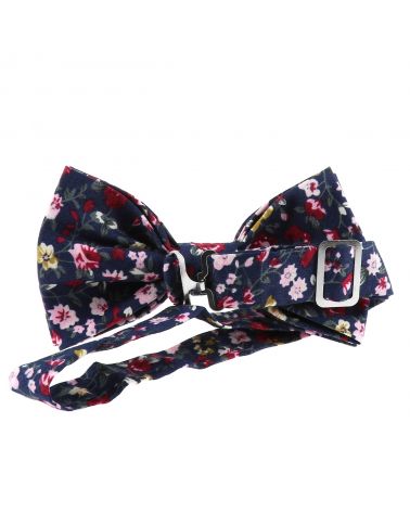 Noeud Papillon Fleurs Bordeaux