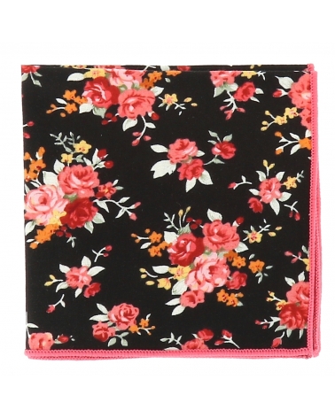 Pochette Costume Fleurs Noire Grise et Rose