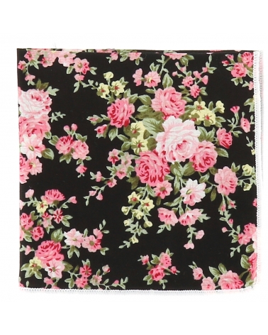 Pochette Costume Fleurs Noire Grise et Rose