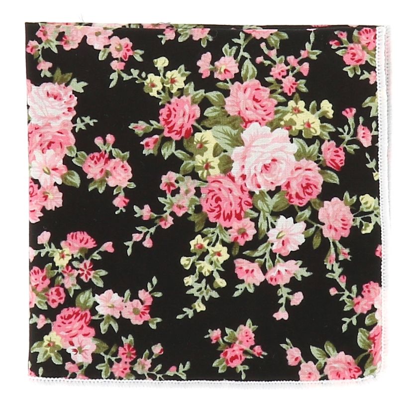 Pochette Costume Fleurs Noire Grise et Rose