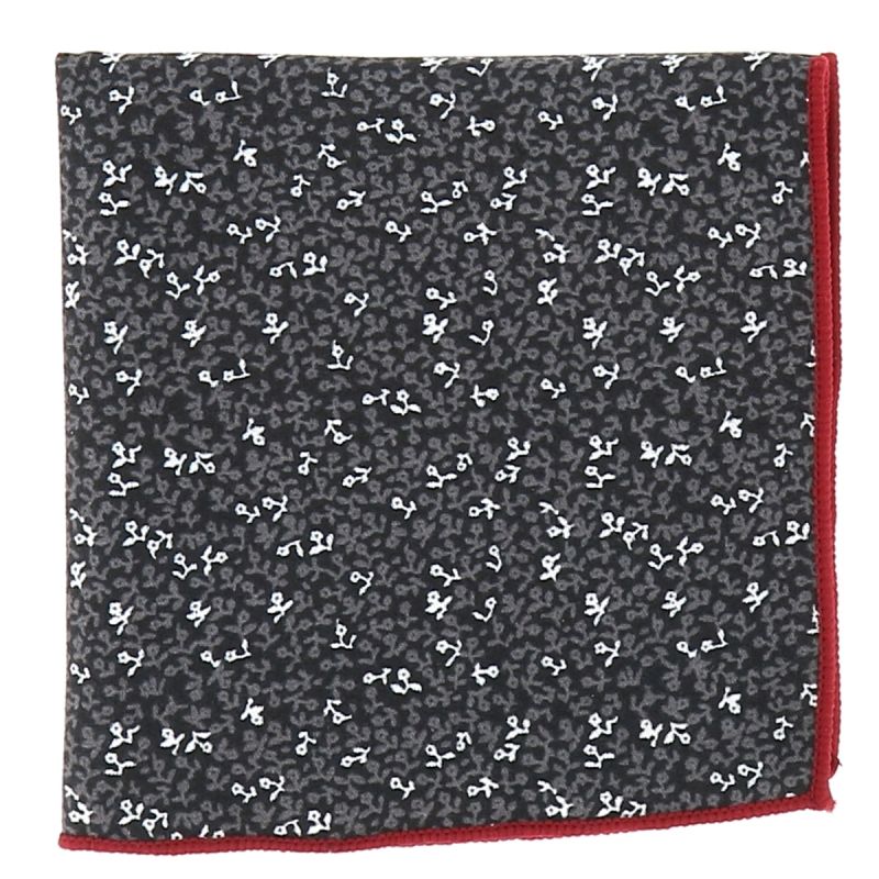 Pochette Costume Fleurs Noire Grise et Rose