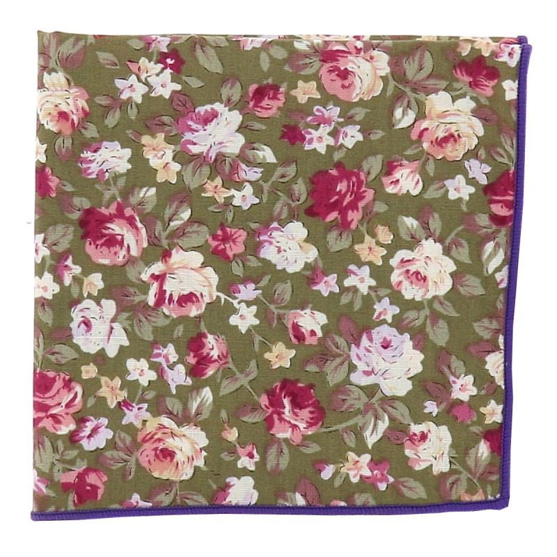 Pochette Costume Fleurs Noire Grise et Rose