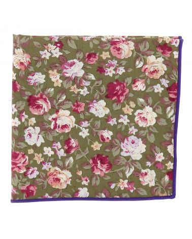 Pochette Costume Fleurs Noire Grise et Rose