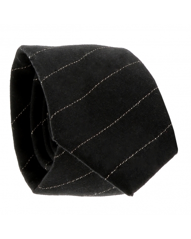 Cravate Coton Noire Rayures Fines