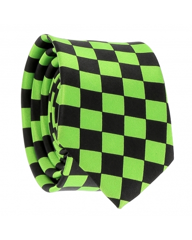 Cravate Verte et Noire Damier