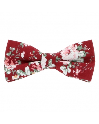 Noeud Papillon Fleurs Bordeaux