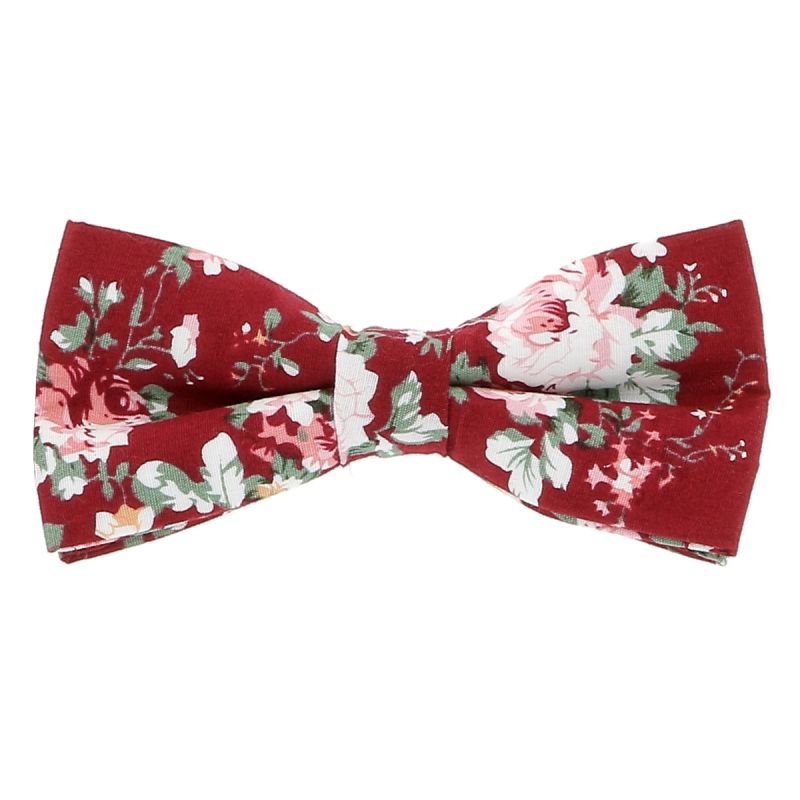 Noeud Papillon Fleurs Bordeaux